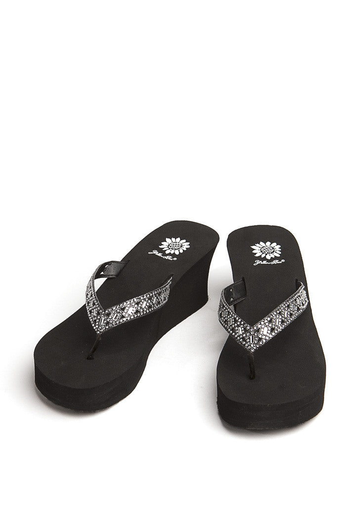 Mari Wedge Flip-Flop in Black