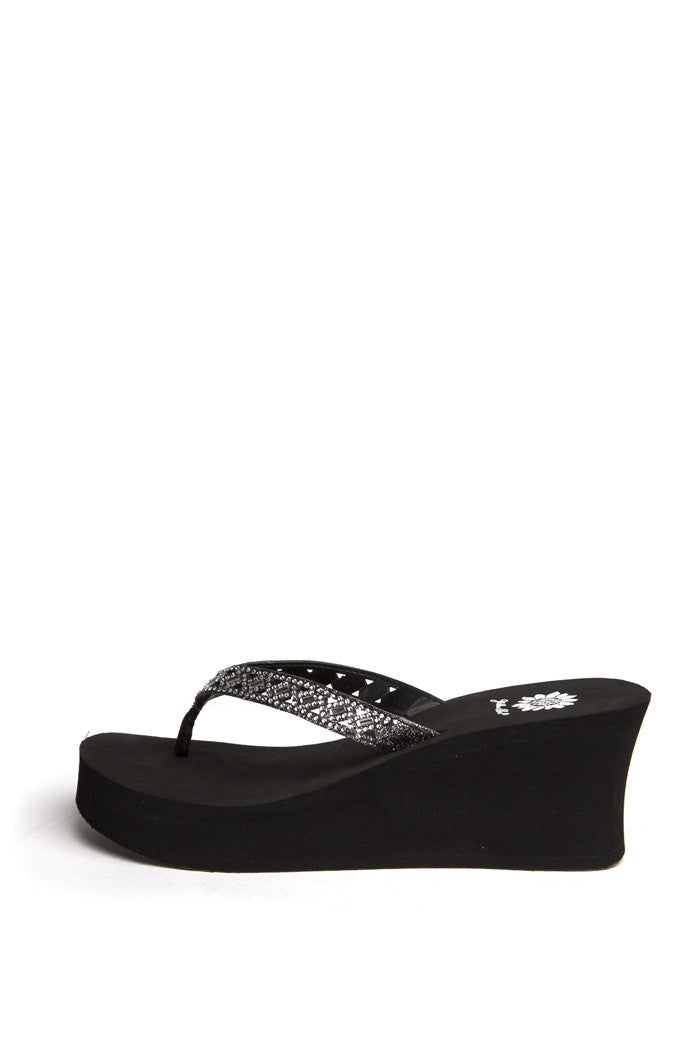 Mari Wedge Flip-Flop in Black