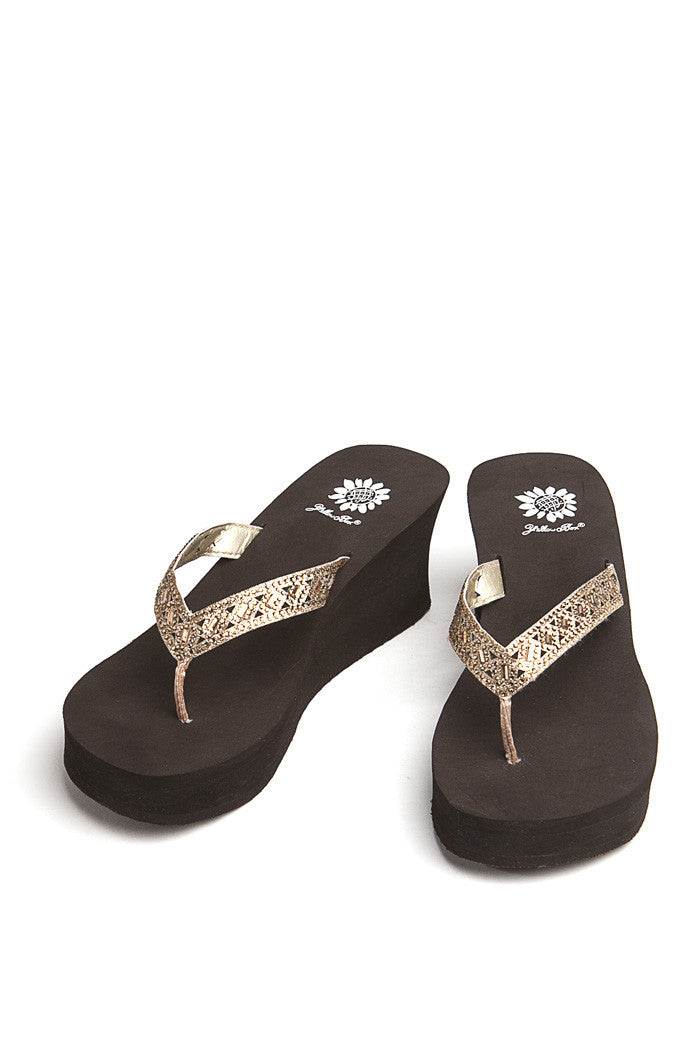 Mari Wedge Flip-Flop in Gold