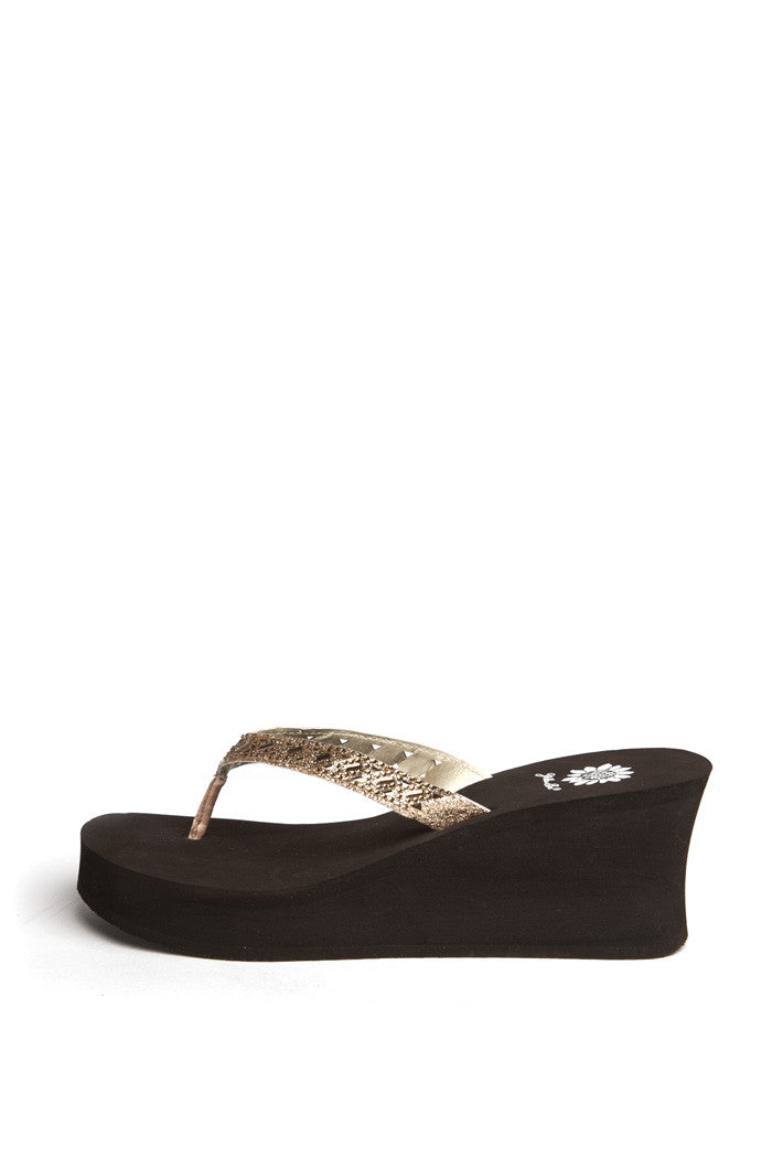 Mari Wedge Flip-Flop in Gold