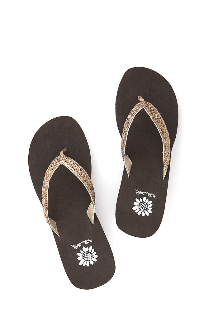 Mari Wedge Flip-Flop in Gold