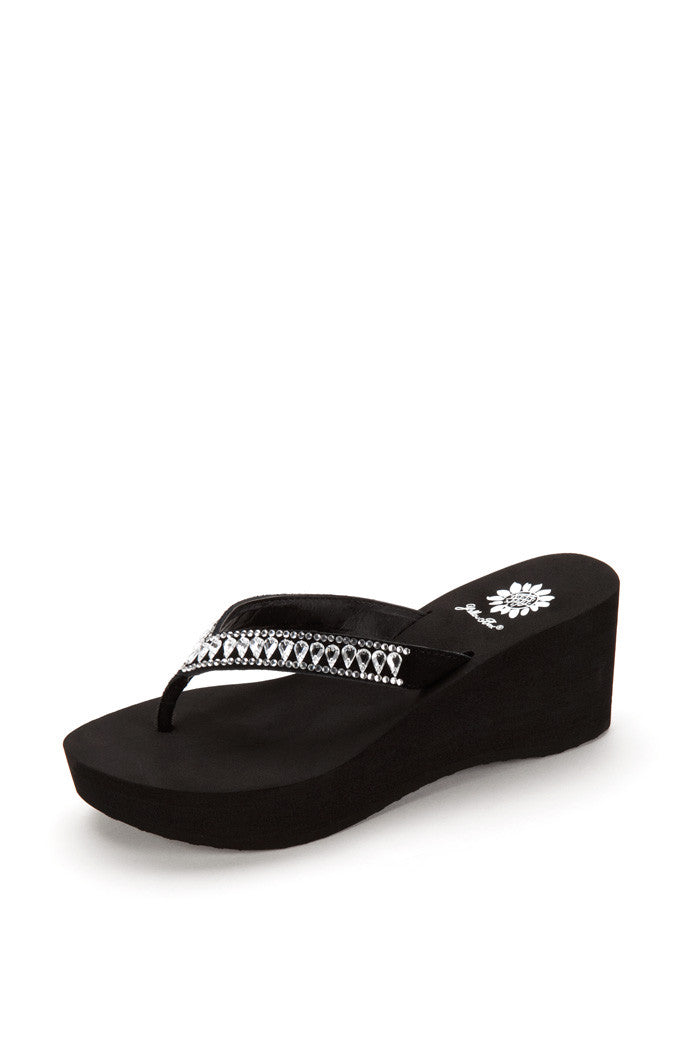 Ghita Wedge Flip-Flop in Black