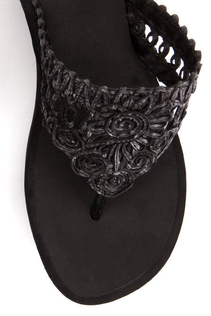 Jairren Wedge Flip-Flop in Black