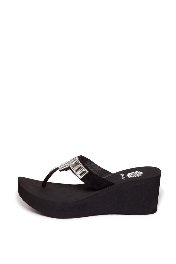 Alexandria Flip-Flop Wedge in Black