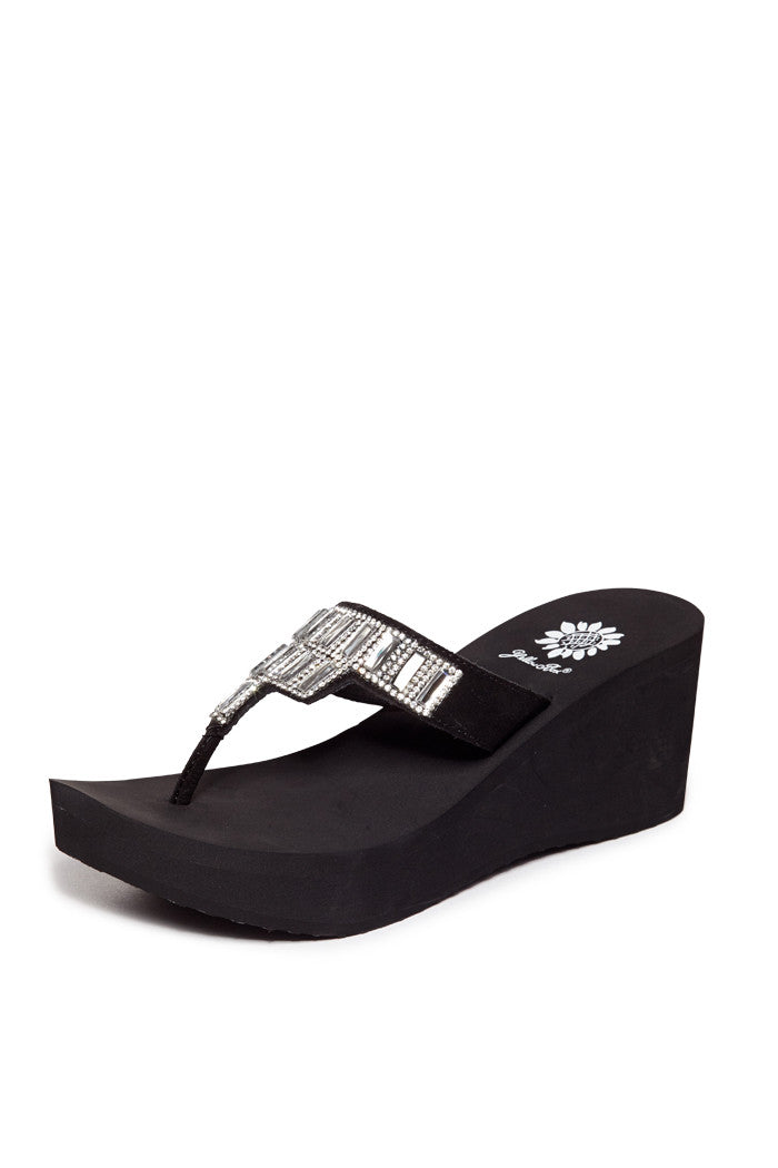 Alexandria Flip-Flop Wedge in Black