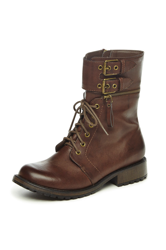 Briar Combat Boot in Brown