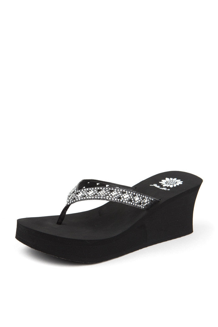 Mari Wedge Flip-Flop in Black