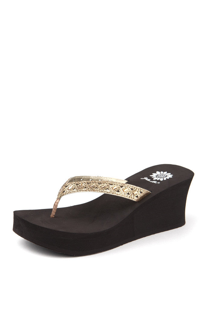 Mari Wedge Flip-Flop in Gold