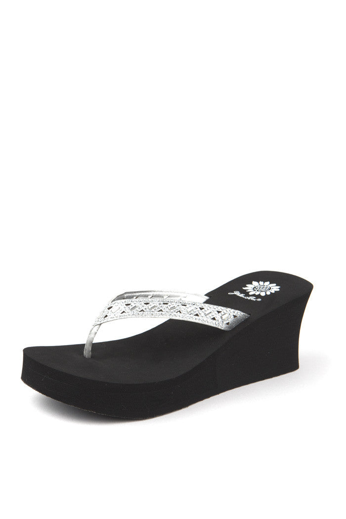 Mari Wedge Flip-Flop in Silver